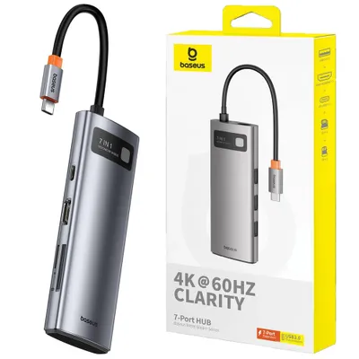 Produktbild von Baseus STARJOY 7 İN 1 MULTİFONKSİYONEL HUB ADAPTÖR-UZAY GRİ, DisplayPort, USB Typ-C, Weiblich, Männlich, 60 Hz