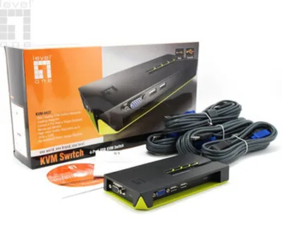 Produktbild von LevelOne 4-Port USB KVM Switch, 2048 x 1536 Pixel, Schwarz, Grün