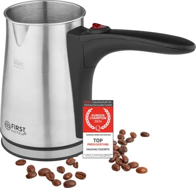 Produktbild von TZS First Austria Türkischer Kaffeekocher, 350ml, 800W, Espressokocher, Mokkakocher, Edelstahl, Elektrisch Kaffeekocher, türkische Kaffeemaschine