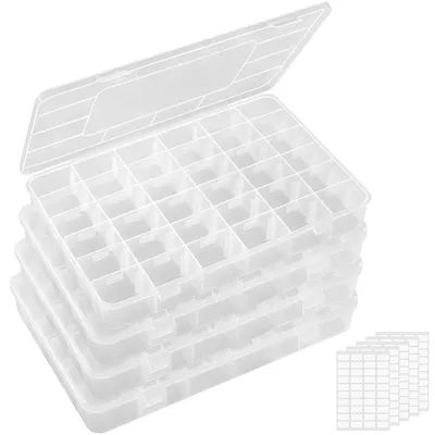 Aufbewahrungsbox 4er-Pack, 36 Fächer, durchsichtig, stapelbar