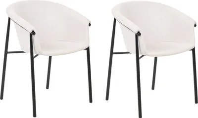 Produktbild von BELIANI Esszimmerstuhl 2er Set Beige Stoff mit Schwarzen Metallbeinen Retro-Design Polsterstuhl Wohnzimmer Essbereich Flur Diele Ausstattung Möbel