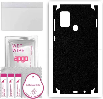 Produktbild von apgo Rückseite + Seiten Schutzfolie, Skin, kompatibel mit Samsung Galaxy M31, Hinten Displayschutzfolie aus Vinylfolie, kratzfest, einfache Montage - Mattschwarz