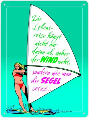 Produktbild von Surferin Metallschild XL in 21x28 cm mit Spruch auf dem Segel