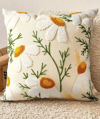 Productafbeelding van Bloemenkussenhoes, 45x45 cm, zomerkussenhoes, elegantie en verfijning voor thuis en op de bank