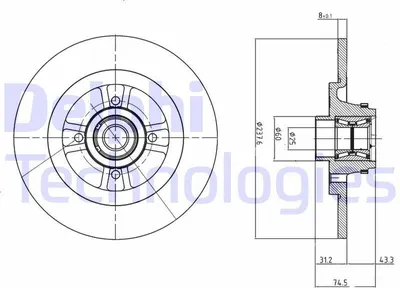 Produktbild von 2x DELPHI Bremsscheibe BG9025RS für RENAULT CLIO II (BB0/1/2_ CB0/1/2_) 74 6mm