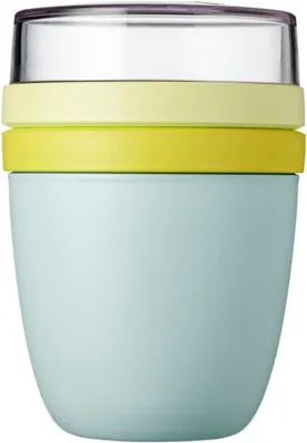 Zdjęcie produktu dla Famanu Lunchpot Ellipse - Praktyczny pojemnik na jogurt i musli - 500 ml + 200 ml - Kolor cytrynowy