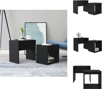 Image de vidaXL Ensemble de tables basses Noir 48x30x45 cm Bois composite - Tables basses