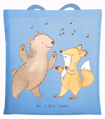 Produktbild von Mr. & Mrs. Panda Schultasche Hase Tanzen - Sky Blue - Geschenk, Jutebeutel, Tote Bag, Tanzkurs, Tanzschule, Jutetasche, Tasche, gehen, canvas, Uni