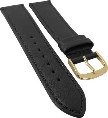Produktbild von Taurus XL Uhrenarmband | Kalbsleder schwarz, Herren Überlänge 30175, Stegbreite:22mm, Schließe:Gelbgolden