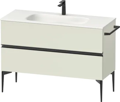 Image de Duravit Sivida Meuble sous-lavabo, 2 tiroirs, poignée encastrée noir diamant mat, 1210x477x592mm, pour Sivida, SV46530BDHH0000