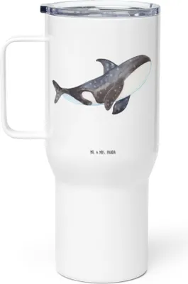 Produktbild von Mr. & Mrs. Panda Teetasse Orca - Weiß - Geschenk, Meer, Thermobecher, Arbeit, thermosbecher, Kaffee-to-go-Becher, Edelstahl-Thermobecher, Thermos-Becher, Wal, Orcas