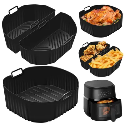 Silikonformen für Heißluftfritteuse, 3er-Set, 2x3,1 l + 1x6,2 l
