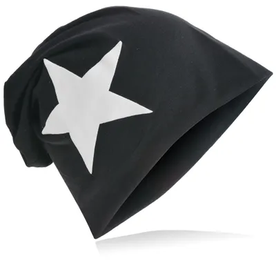 Produktbild von Beanie Muetze Weiss Stern Schwarz