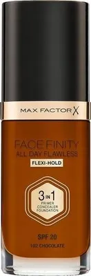 Produktbild von Max Factor Facefinity 3-in-1 All Day Flawless Liquid Foundation SPF 20 102 Chocolate 30 ml