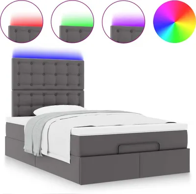Imagen del producto de Estructura cama otomana colchón gris 120x190 cm cuero sintético