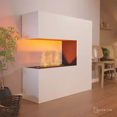 Produktbild von GLOW FIRE Elektrokamin 'Schiller' | Wasserdampf Kamin mit OMC 500 ohne Holz in weiß als Raumteiler | HxBxT: 120x120x37 cm