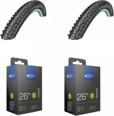 Produktbild von 2x Reifen Schwalbe Rapid Rob HS425 26x2.10 + 2x Schwalbe Schlauch AV13