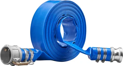 Produktbild von SucceBuy Rücklauf-Schlauch, 2 Zoll x 50 Fuß, strapazierfähiger PVC-Flachpool-Entwässerungsschlauch mit Aluminium-Camlock C & E Fittings, Klemmen