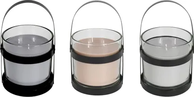 Produktbild von Glas-Windlicht Duftwachs Metallhalter schwarz Kerzenhalter Kerzenständer Deko