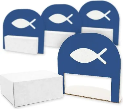 Produktbild von itenga 4x Geldgeschenk Tischdeko Fisch Blau Kommunion Konfirmation Taufe