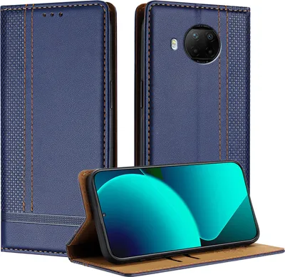 Produktbild von Handyhülle für Xiaomi Mi 10T Lite 5G Leder Flip Klappbare Schutzhülle mit Standfunktion Blau