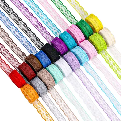 20 Rollen Spitzenband 2,2 cm × 10 Yards, bunt, Blumenmuster