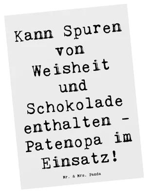 Produktbild von Mr. & Mrs. Panda Grußkarte Spruch Patenopa und Weisheit - Weiß - Geschenk, Postkarte, Ansichtskarte, Familie, Postkarten, Kunstkarten, Patenschaft, Großvater, Inspiration