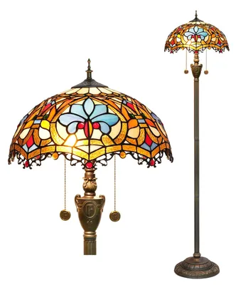 Zdjęcie produktu dla Lampa podłogowa z witrażem, rustykalna lampa stojąca, styl vintage