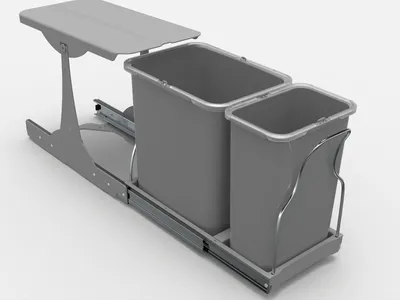 Produktbild von Victory Auszug Einbau-Abfallsammler 24 Liter ( 16 + 8 Liter) grau mit Vollauszug ab 300 mm Schrank