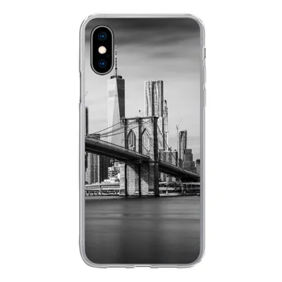 Produktbild von MuchoWow® Handyhülle Schutzhülle Hülle für iPhone X Architektur - New York - Brooklyn Bridge - Wasser - Schwarz und weiß Silikon Softcase Handy Hülle - Handyhülle