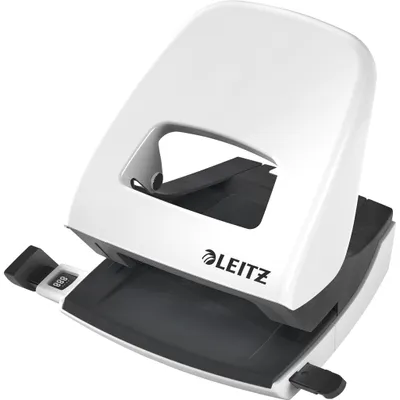 Produktbild von Leitz Locher NeXXt Serie WOW Bürolocher aus Metall mit Anschlagschiene, 30 Blätter, perlweiß; 5008-10-01