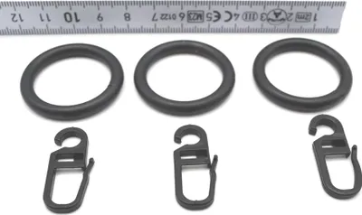 Produktbild von 3 Ringe mit Faltenhaken schwarz für Stil 16-20 mm