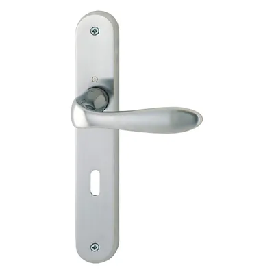 Produktbild von Hoppe Genova Langschild-Garnitur F45-R satiniert verchr./ verchromt-Resista®, M1535/265, OB Ovalbart