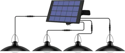 Zdjęcie produktu dla Lampa wisząca solarna z 4 głowicami, wodoodporna, lampa LED solarna, ładowalna, automatyczne oświetlenie do ogrodu, tarasu, ulicy