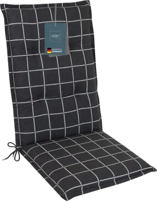 Produktbild von LILENO HOME Gartenstuhl Auflagen als [1er Set - Hochlehner] in Yacht-Karo Anthrazit - bequeme Liegen als Sitzauflagen für Gartenmöbel - Stuhlkissen für Gartenstühle und Klappstühle