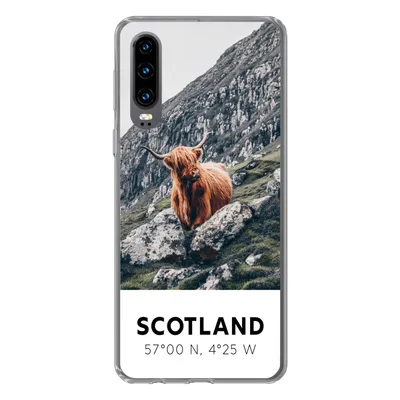 Produktbild von MuchoWow® Handyhülle Schutzhülle Hülle für Huawei P30 Schottland - Schottische Highlander - Berge Silikon Softcase Handy Hülle - Kartenbesitzer
