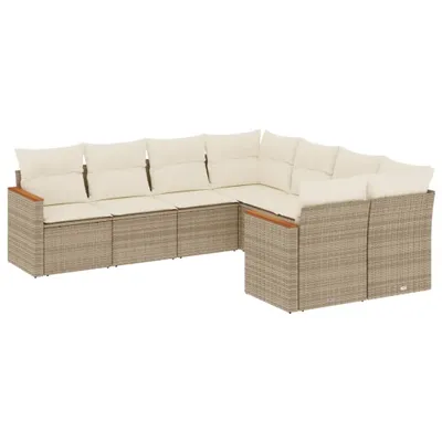 Produktbild von vidaXL 8-tlg. Garten-Sofagarnitur mit Kissen Beige Poly Rattan