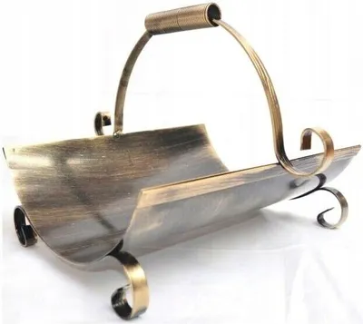 Produktbild von Kaminholzkorb Metall Holzkorb Antik Gold Brennholzkorb Holztrage Kaminkorb Feuerholzablage 31x39x40cm