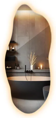 Produktbild von LED Spiegel unregelmäßig 45 x 100 cm – Beleuchteter Design Spiegel mit Warmweiß 3000K für das Badezimmer