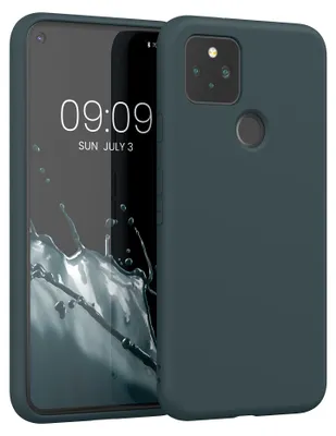 Produktbild von kwmobile Hülle kompatibel mit Google Pixel 5 Hülle - gummierte TPU Silikon Handyhülle - Schutzhülle für kabelloses Laden - Case in Dunkler Schiefer