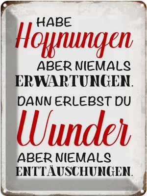 Produktbild von vianmo Blechschild 40x30 cm habe Hoffnung Erwartungen Wunder Spruch Zitat