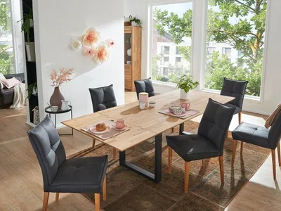 Produktbild von Ausziehtisch 180(230)x90cm "Tirana" Wildeiche & Metall schwarz