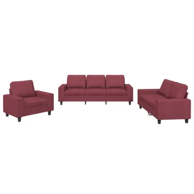 Produktbild von 3-tlg. Sofagarnitur Weinrot Stoff