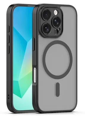 Zdjęcie produktu dla TelForceOne Mag Matt, Pokrowiec, Apple, iPhone 16 Pro, 16 cm (6.3"), Przezroczysty, Czarny