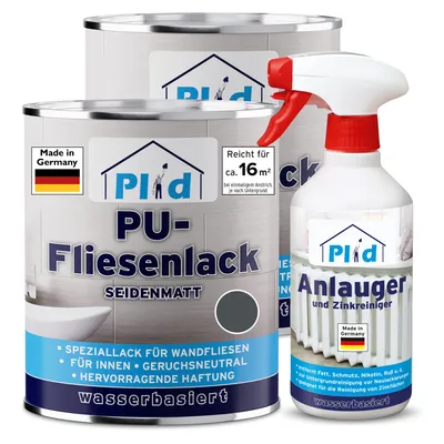 Produktbild von Plid PolyurethanFliesenlack Anthrazitgrau glänzend 1,5 l mit Anlauger 0,5 l