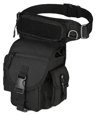 Immagine prodotto di Custodia tattica per coscia MOLLE, marsupio da cintura, da uomo, impermeabile, colore nero, dimensioni 23x32x13 cm