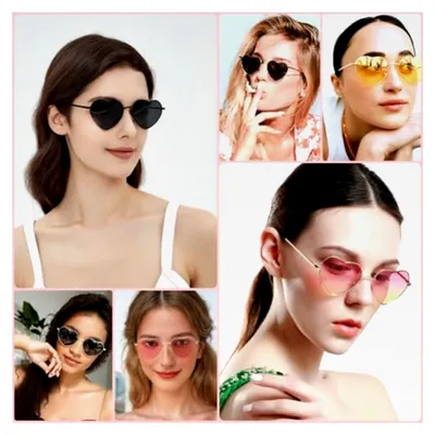 Produktbild von Vintage Herz Sonnenbrille Damen, Polarisierte Festival Sonnenbrille