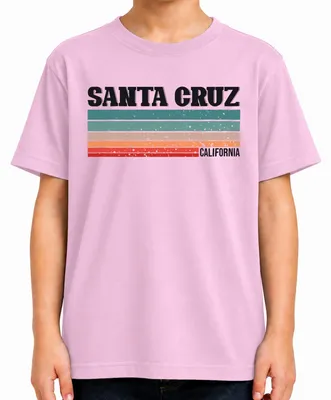 Produktbild von Santa Cruz California Vintage Retro Streifen 70er 80er Sunset Kinder T-Shirt, Pink, 128