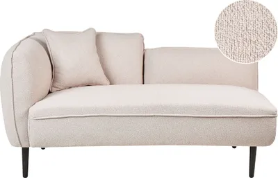 Produktbild von BELIANI Chaiselongue Hellbeige Stoffbezug Bouclé Linksseitig mit Kissen Metallbeine Modern für Wohnzimmer Schlafzimmer Wintergarten Kleine Räume