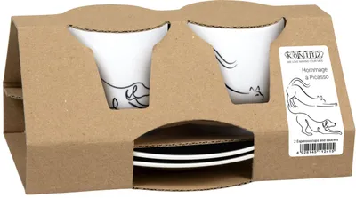 Produktbild von KÖNITZ 1150003017 2er Geschenkset Espressotassen 85 ml - Hommage à Picasso - Chien / Chat (Hund / Katze)